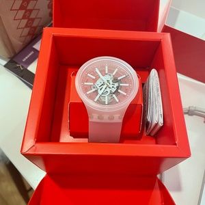 NIB Swatch Big Bold Lacquered Swiss Quartz Silicone Strap